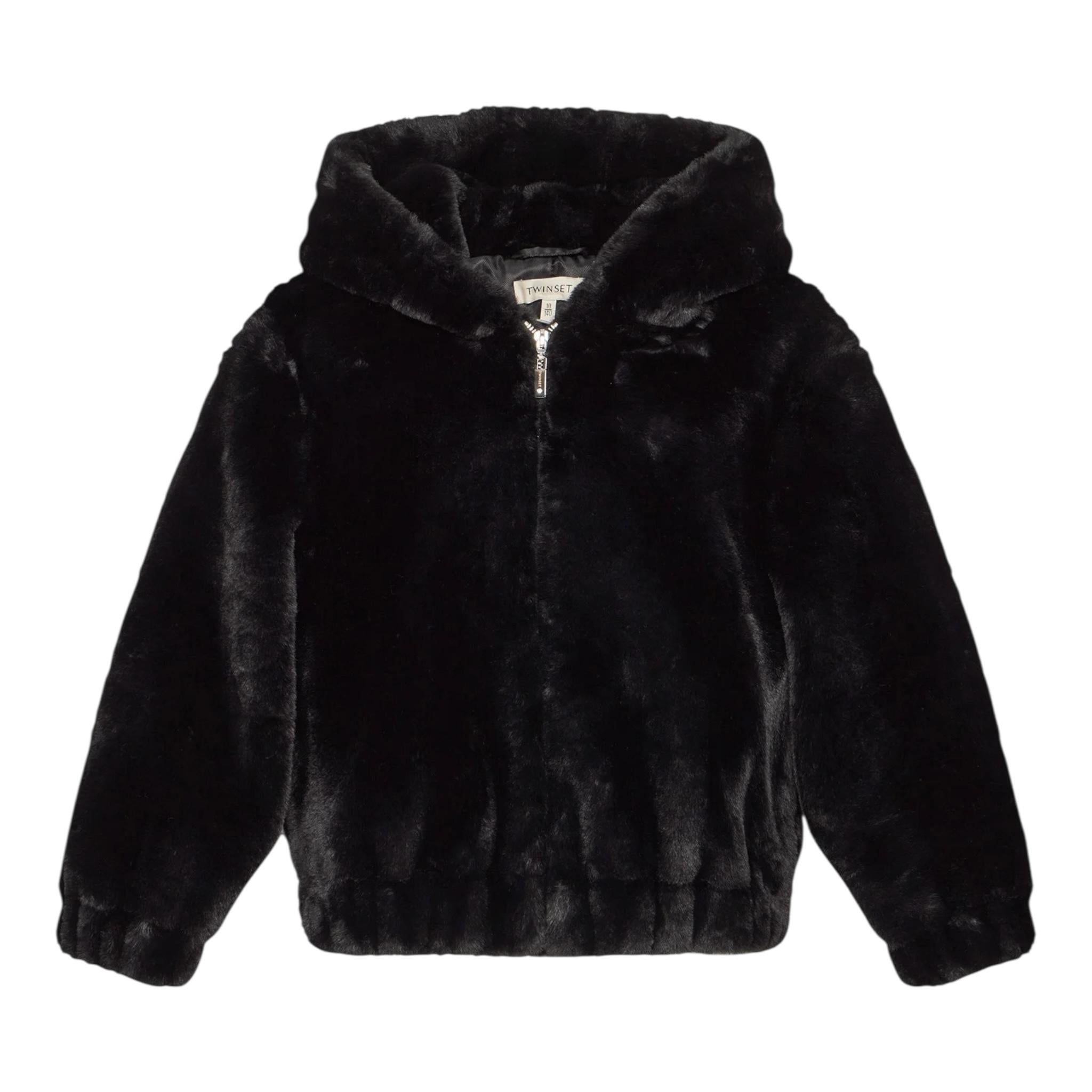 TWINSET pelliccia tinta unita con zip Nero per Bambina 242GJ2200 NERO TWINSET 