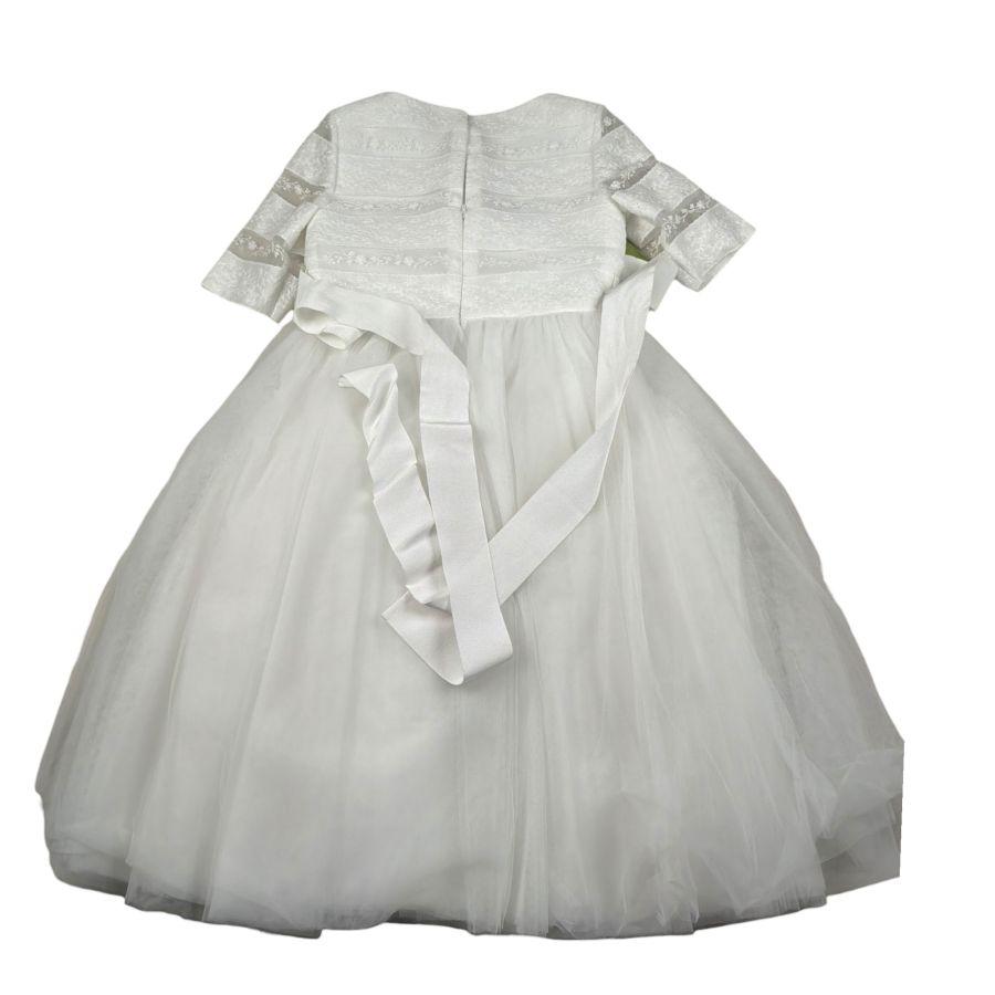 Raffaella Abito Cerimonia Tinta Unita con Ricami  per Bambina GALLIPOLI BIANCO RAFFAELLA 