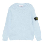 Stone Island Maglia Girocollo Tinta Unita con Logo per Bambino K1S165100019 AZZURRO STONE ISLAND 