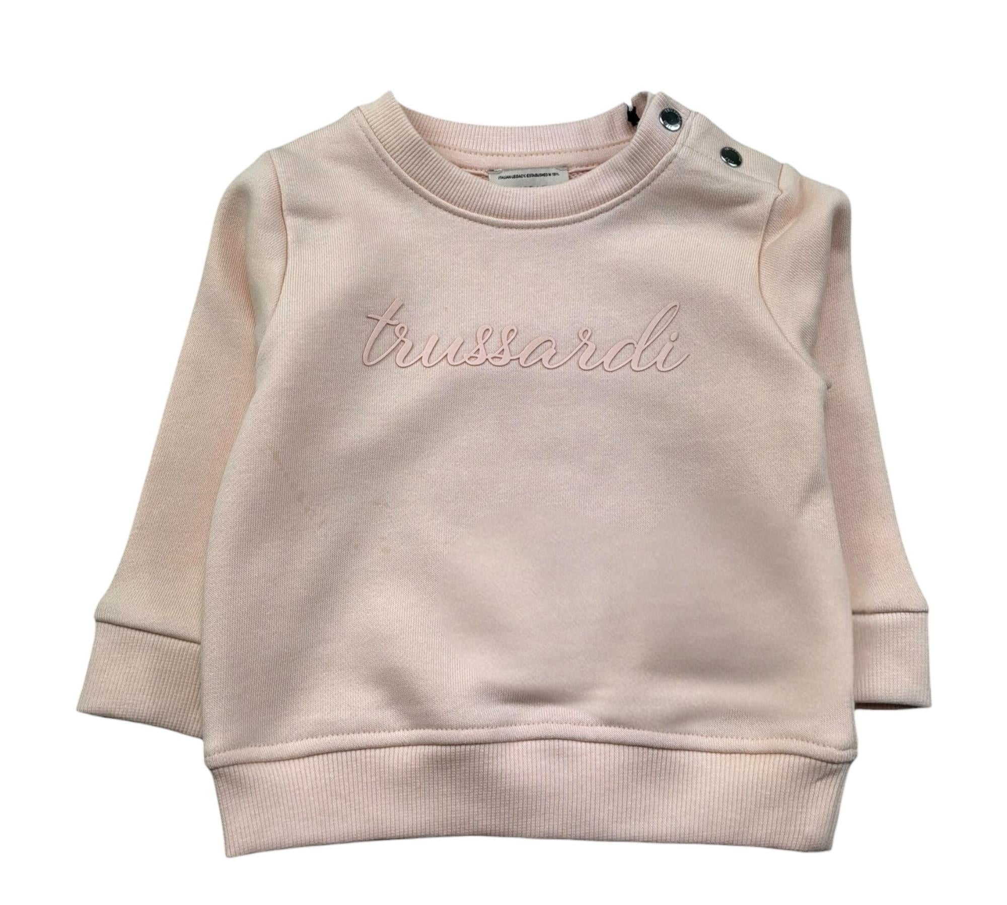 Trussardi Felpa Chiusa Girocollo Tinta Unita con Logo per Neonata TIP26014FE ROSA TRUSSARDI 