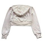 Juicy Couture Felpa In Velluto Tinta Unita con Zip E Cappuccio per Bambina JBX6668 PANNA JUICY COUTURE 