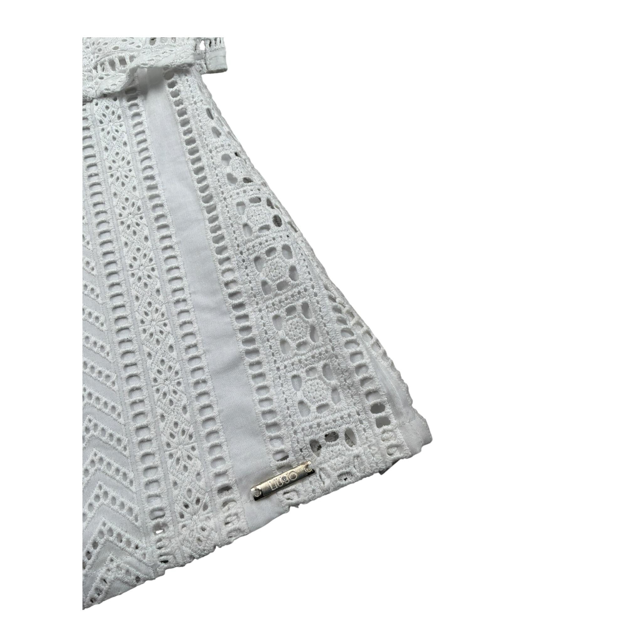 Liu Jo Top Giomanica tinta unita con Ricami Bianco per Neonata KA0110 BIANCO LIU JO 