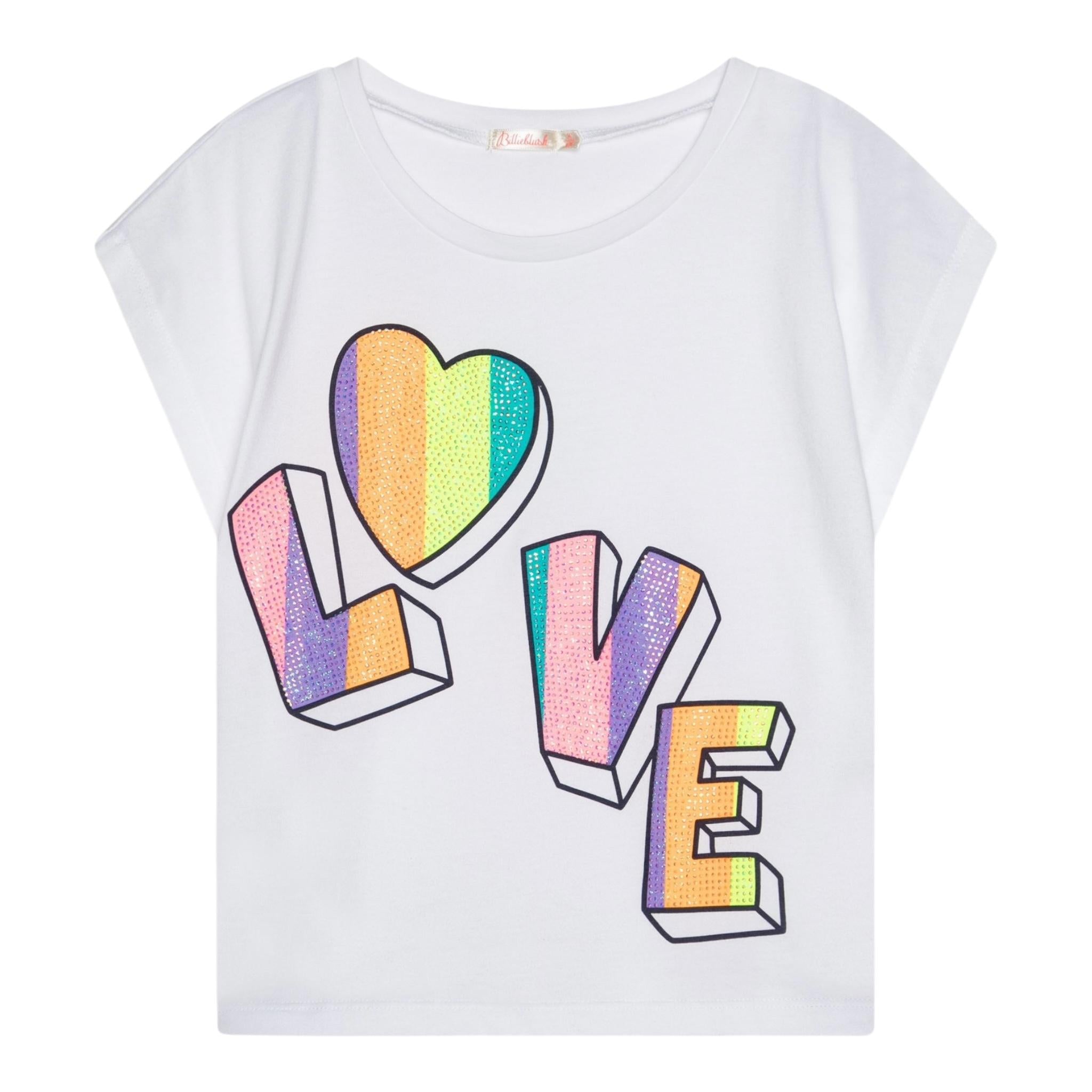 Billieblush T-Shirt Tinta Unita con Stampa Brillantini per Bambina U21036XX BIANCO BillIEBLUSH 