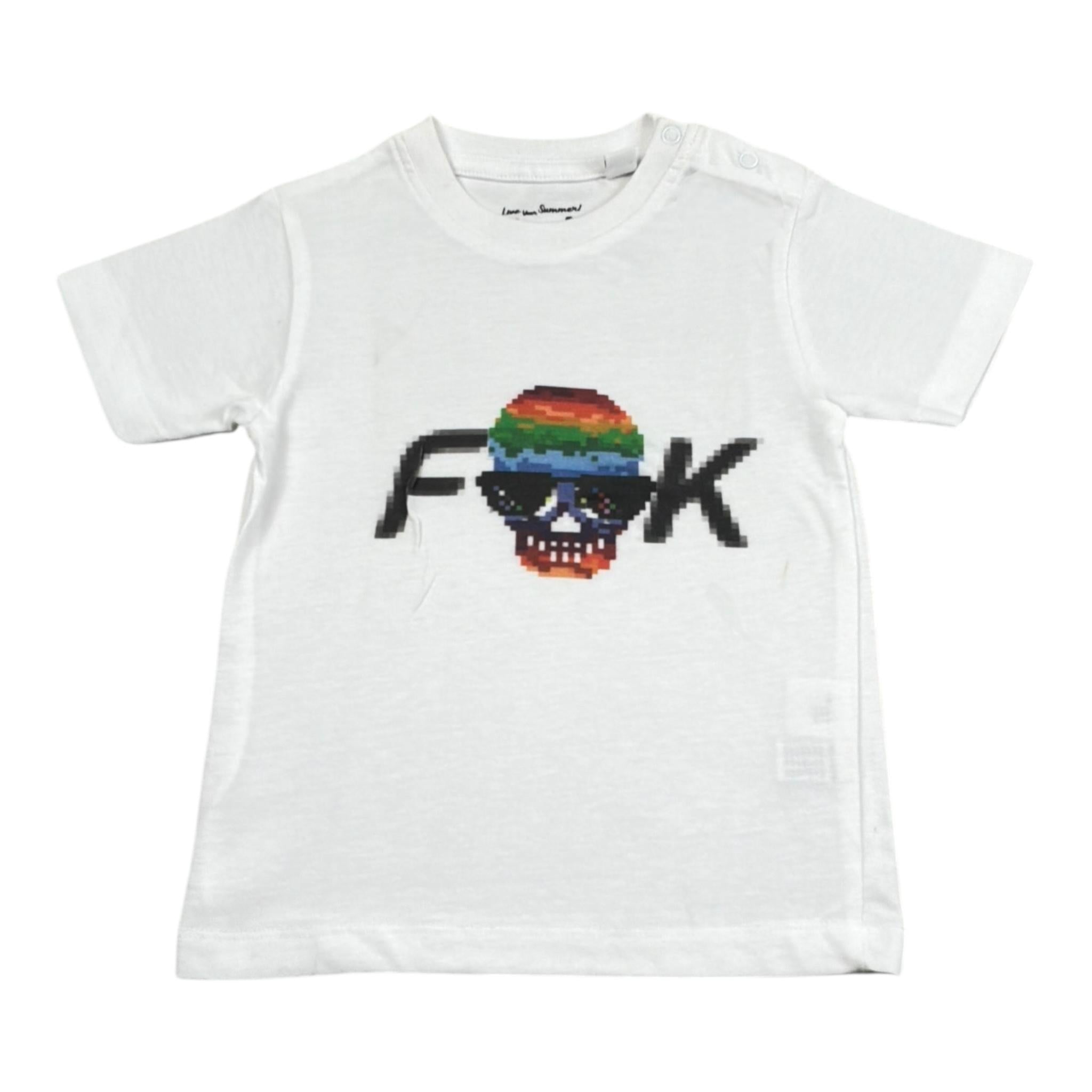 F**K T-Shirt Girocollo Tinta Unita con Stampa per Neonato HJKIKK BIANCO F**K 