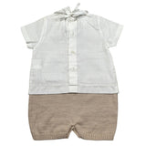 Marlu' Pagliaccetto Mezza Manica Bicolore per Neonato EB5223 BIANCO/BEIGE MARLU' 