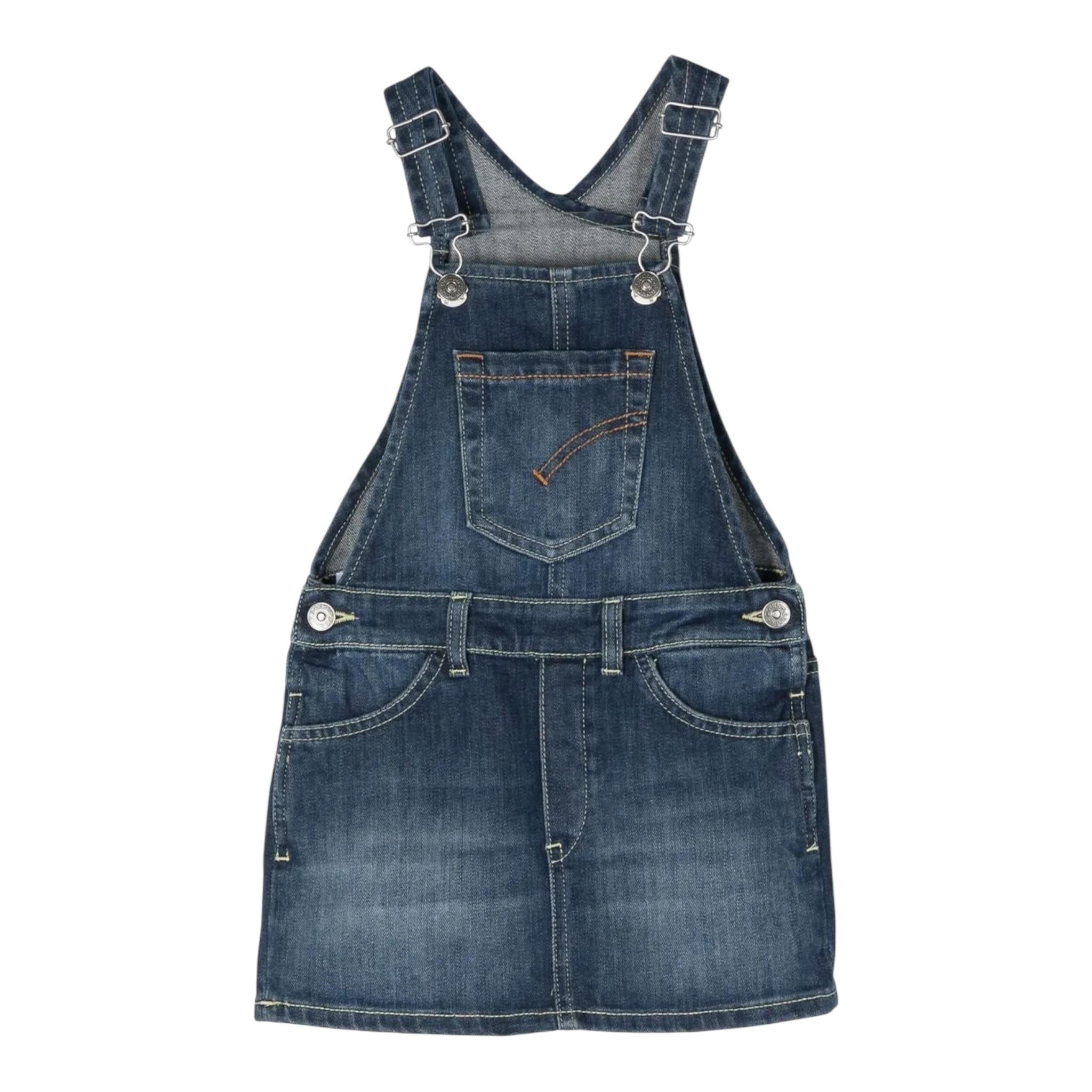 Dondup Salopette In Denim Tinta Unita per Bambina DFAB180C BLU DONDUP 