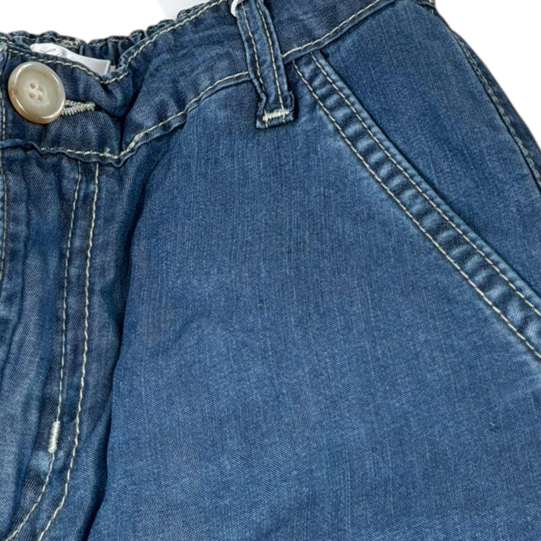 Lu Lu By Miss Grant Pantalone In Denim Modello A Palazzo Azzurro per Bambina LL3412 AZZURRO LU LU BY MISS GRANT 