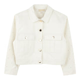 Michael Kors Giubbino Denim Tinta Unita con Applicazioni per Bambina R30293 CREMA MICHAEL KORS 