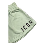 Icon Short In Felpa Tinta Unita con Logo per Bambina IGSH00600 VERDE ACQUA ICON 