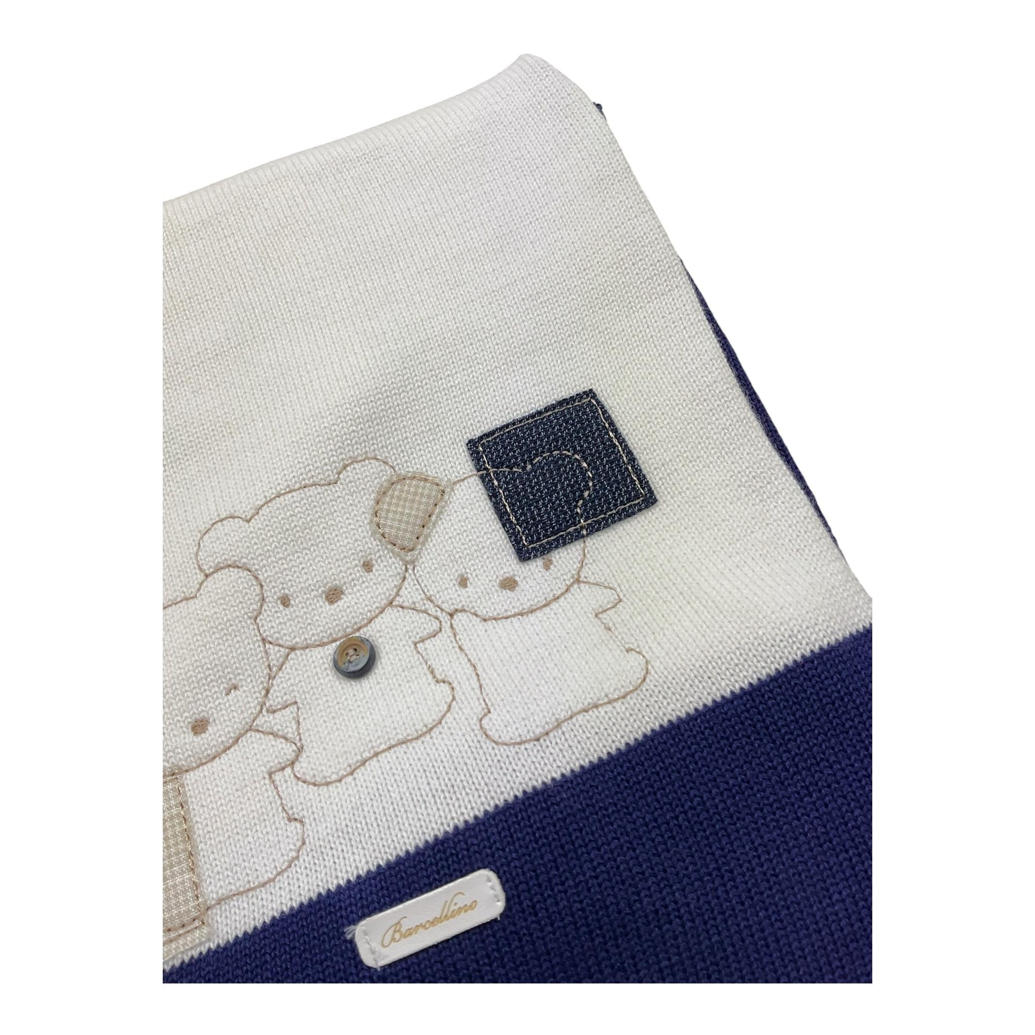 Barcellino Coperta Bicolore con Stampa per Neonato 100516 BIANCO/BLU BARCELLINO 