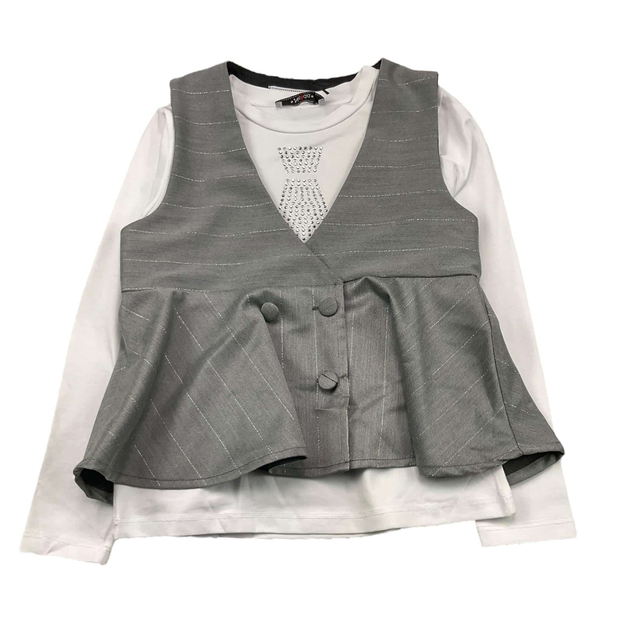 NAIDA set gilet-shirt bicolore Bianco/grigio per Bambina NACO035 BIANCO/GRIGIO NAIDA 