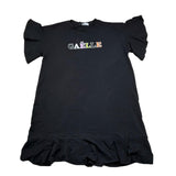 Gaelle Abito Mezza Manica Tinta Unita con Stampa per Bambina 2746V00339 NERO GAELLE 