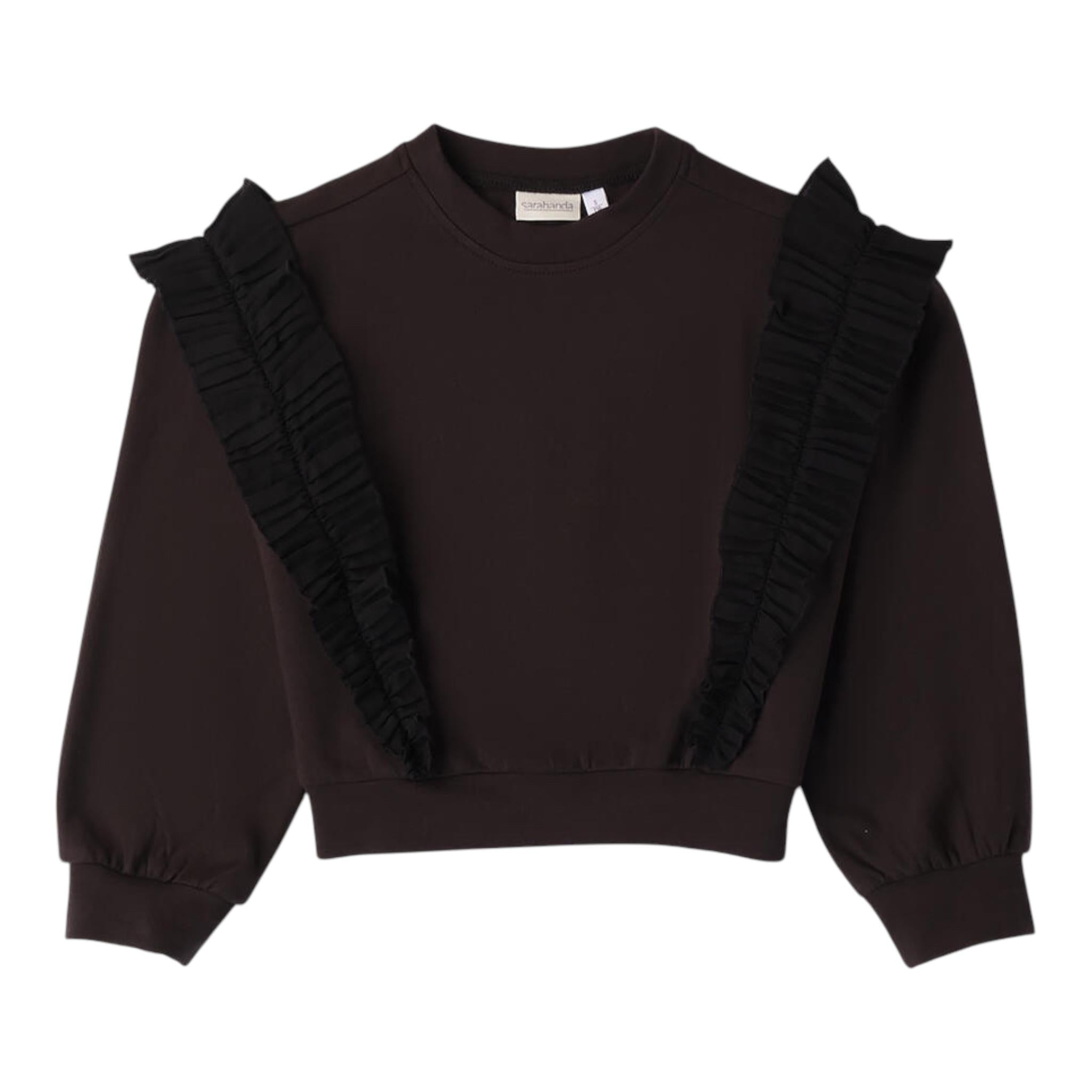 SARABANDA felpa chiusa girocollo tinta unita Nero per Bambina 0A756 NERO SARABANDA 