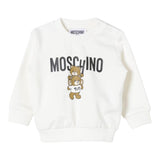 MOSCHINO felpa chiusa girocollo tinta unita con stampa Panna per Neonato MUF05J PANNA MOSCHINO 