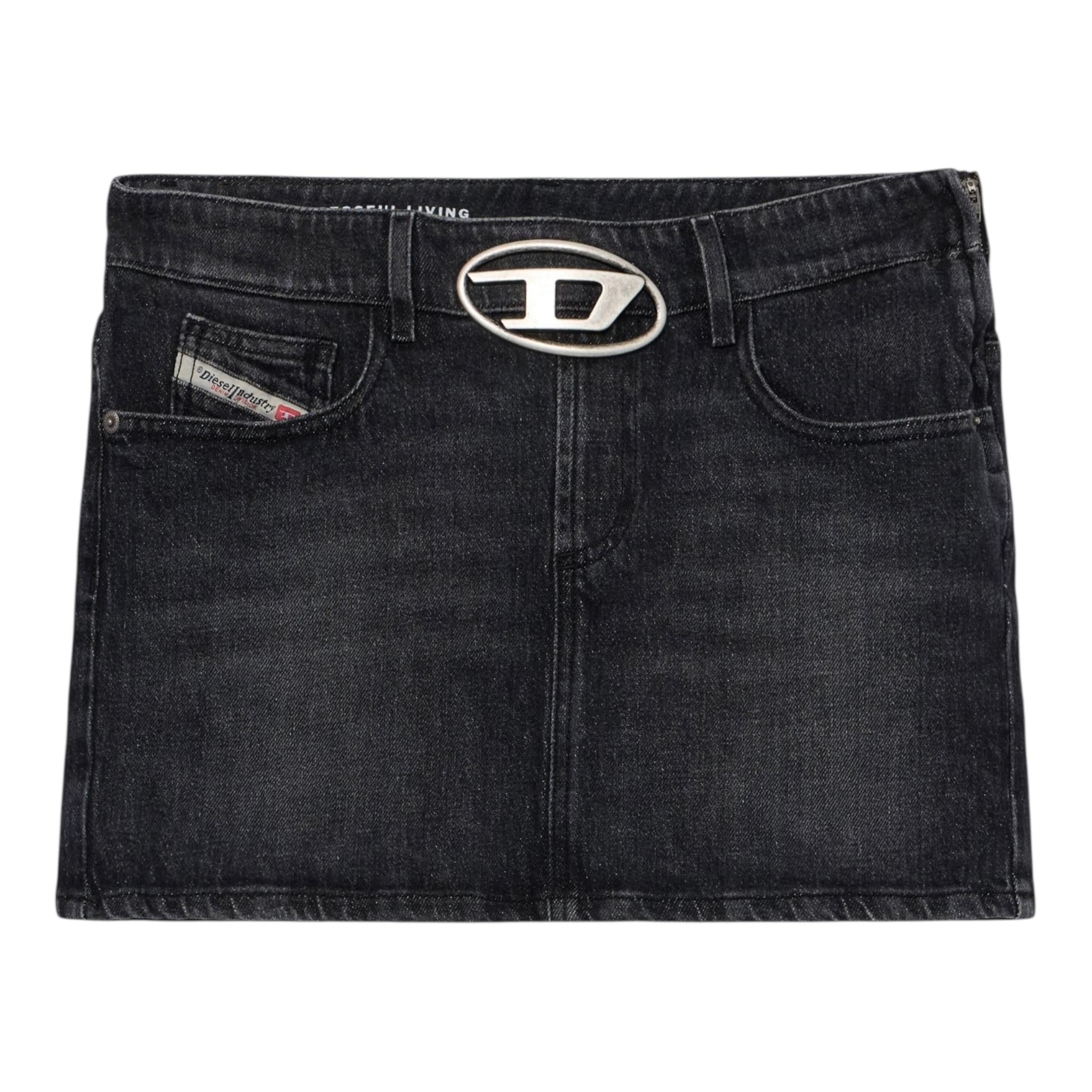 Diesel Gonna In Denim Tinta Unita con Zip per Bambina J02162 NERO DIESEL 