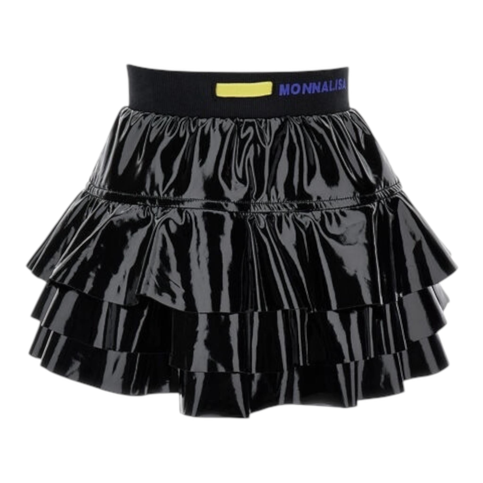 Monnalisa Gonna Tinta Unita In Ecopelle per Bambina 19D704 NERO MONNALISA 