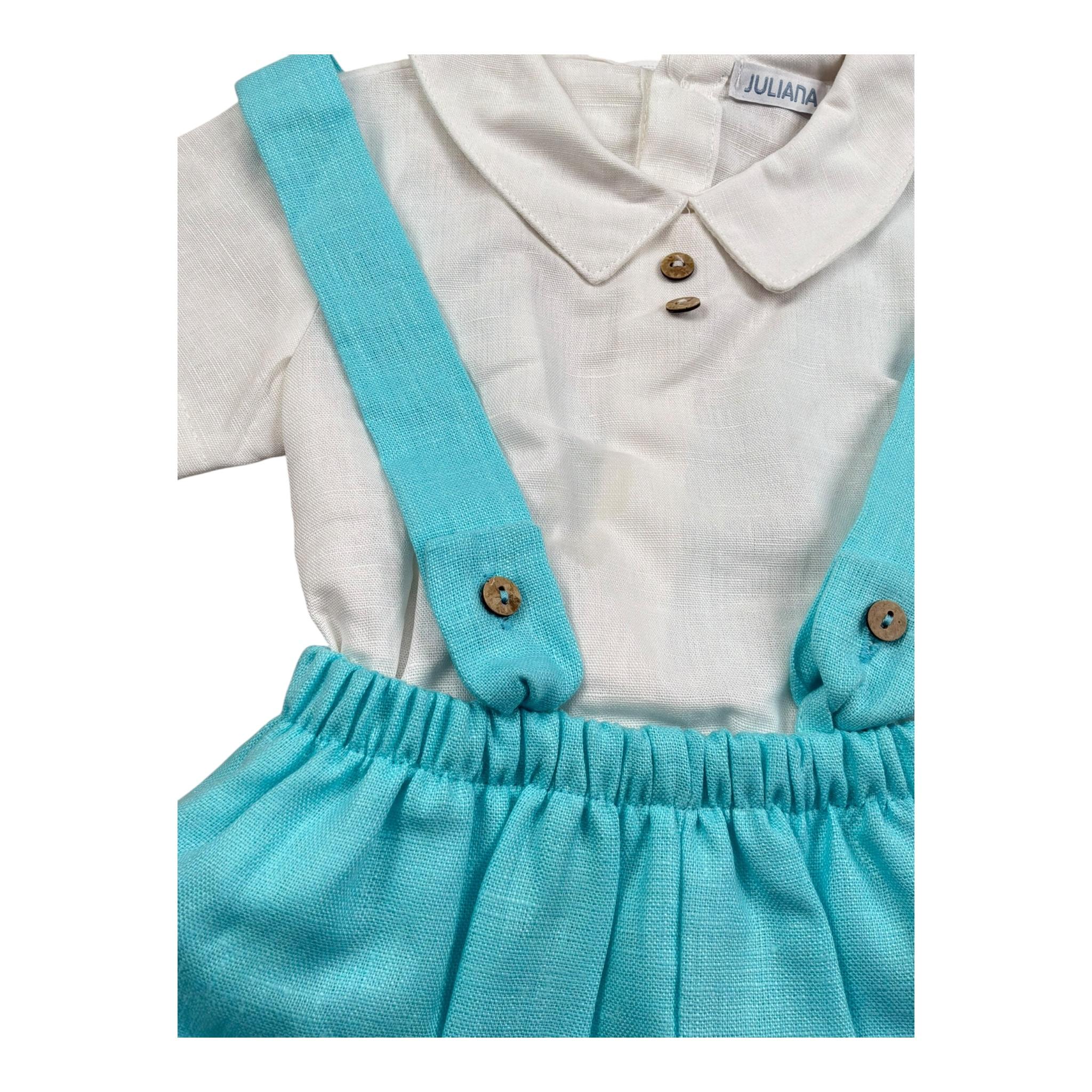 Juliana Completo 2 Pezzi Camicia-Salopette per Neonato 25198 TURCHESE JULIANA 