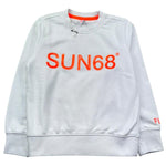 Sun68 Felpa Chiusa Girocollo Tinta Unita con Logo per Bambino F31310 BIANCO SUN68 