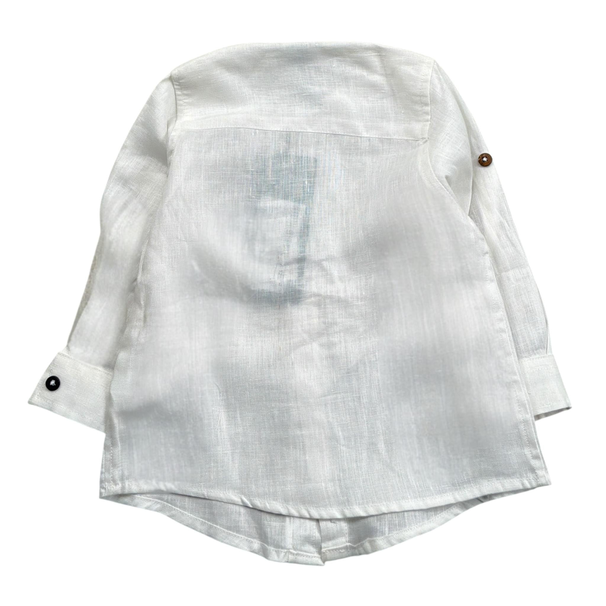 Never Too Camicia tinta unita con Colletto Coreano Panna per Neonato NT1232N PANNA NEVER TOO 