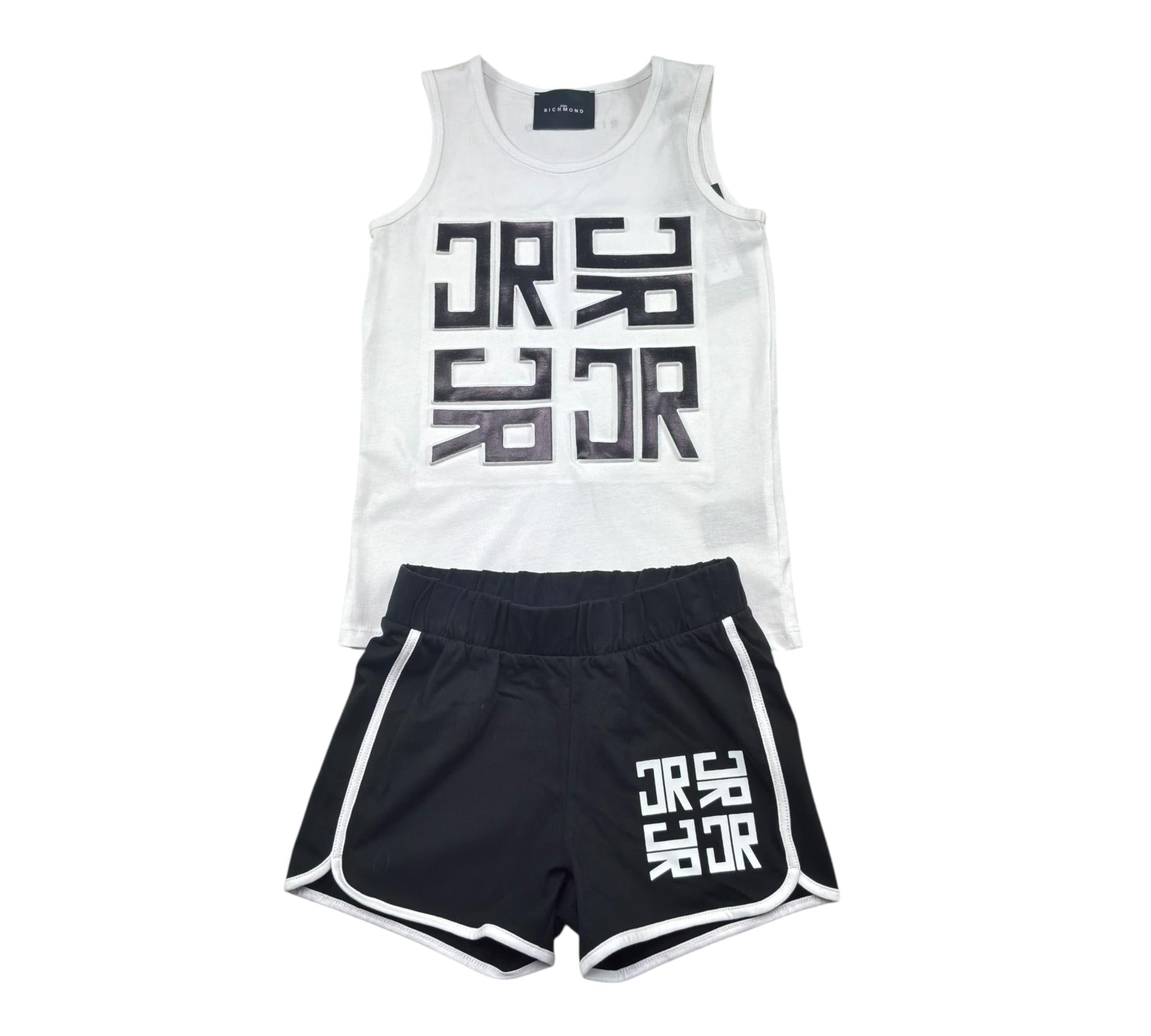 John Richmond Completo 2 Pezzi Canotta-Short Bicolore per Bambina RGP26016CJ BIANCO/NERO JOHN RICHMOND 