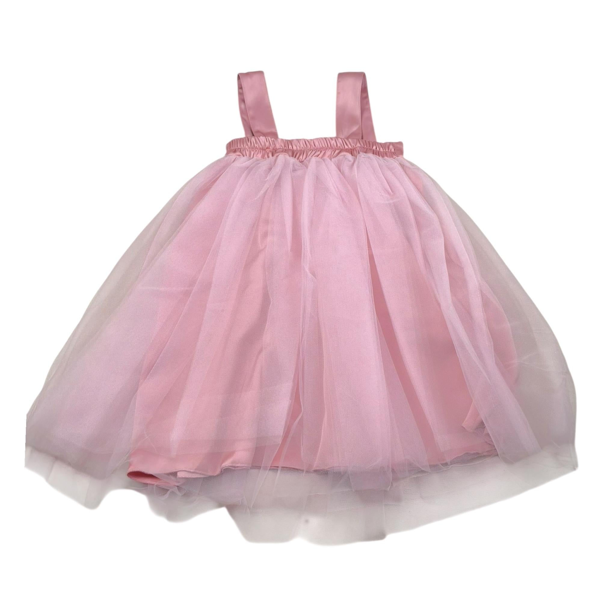Relish Abito Tinta Unita con Tulle per Bambina 8852 ROSA RELISH 
