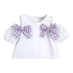 Magil T-Shirt Tinta Unita con Fiocchi per Bambina HN21157 BIANCO MAGIL 