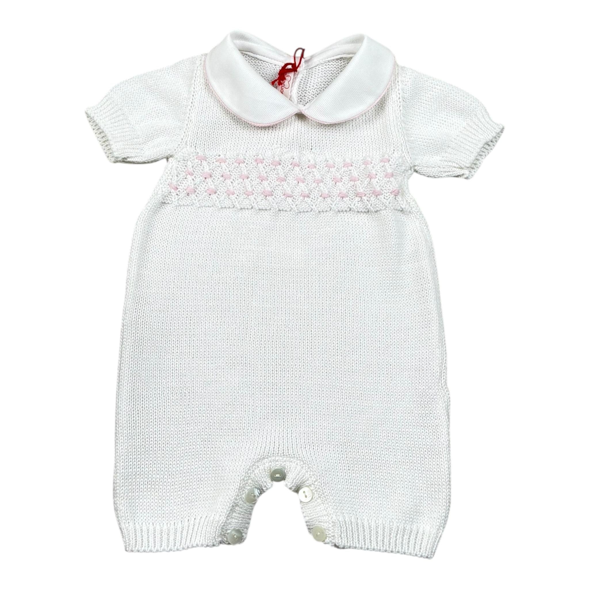 Scaldacuore Pagliaccetto Tinta Unita con Ricami per Neonata PS02CPE24 PANNA SCALDACUORE 