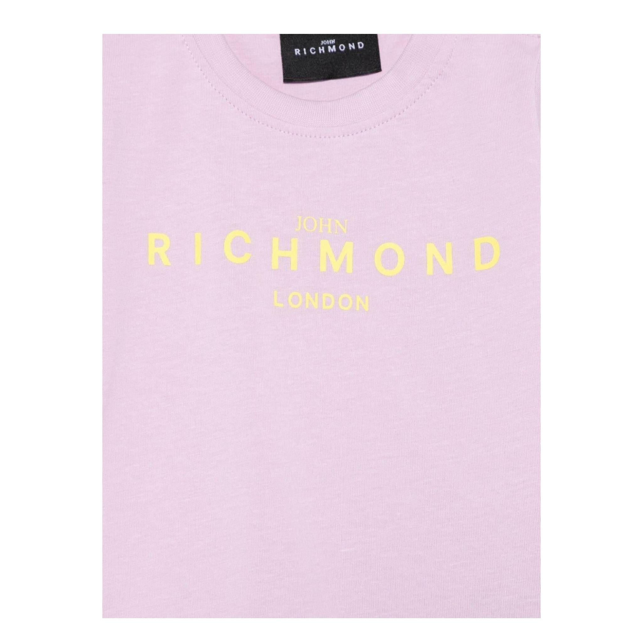 John Richmond T-Shirt Girocollo Tinta Unita con Stampa per Bambina RIP25002TSJXXX LILLA JOHN RICHMOND 