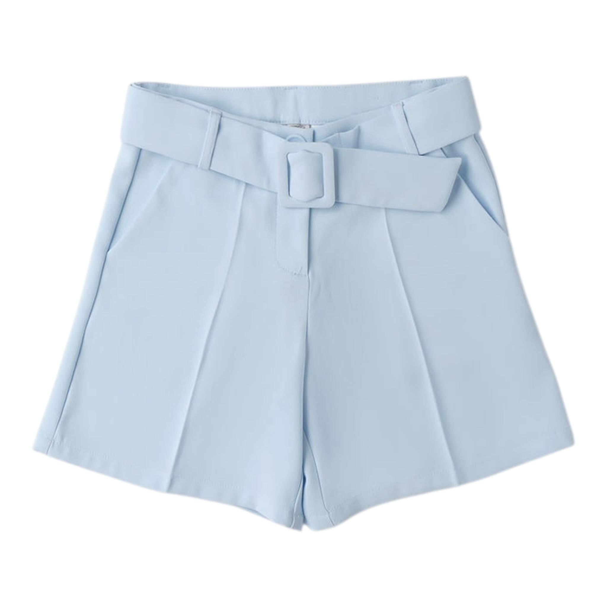 Sarabanda Short Tinta Unita con Cintura per Bambina 0B533 AZZURRO SARABANDA 