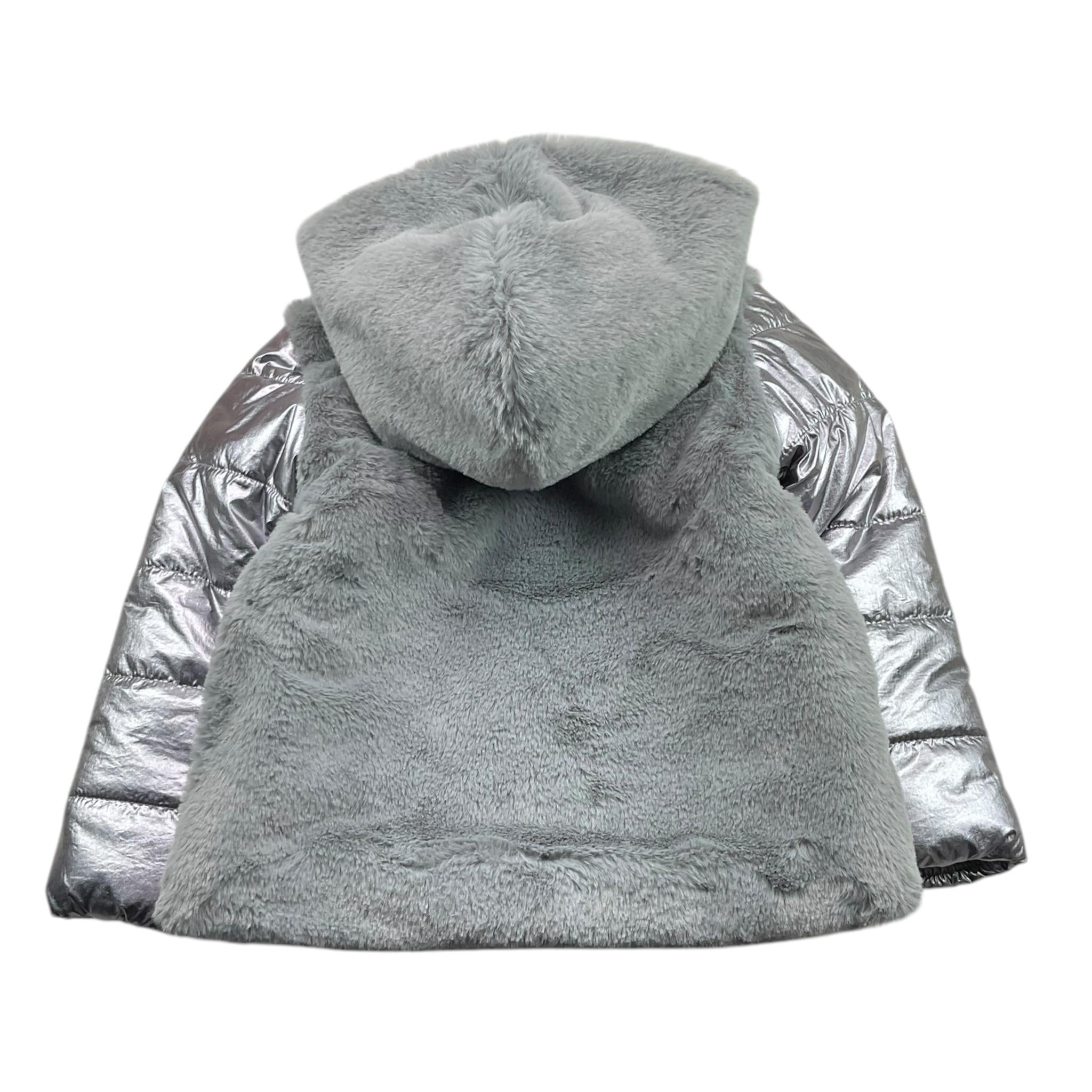 CANADA HOUSE giubbin tinta unita con zip cappuccio e pelliccia Argento per Bambina 24483411 ARGENTO CANADA HOUSE 
