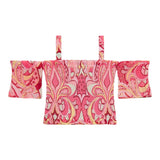 Guess Top Tinta Unita Con Fantasia Astratta Rosa Per Bambina