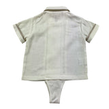 La Stupenderia Camicia Modello Body Tinta Unita Con Contrasti Panna Per Neonato