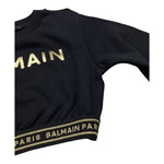 BALMAIN felpa girocollo tinta unita con stampa Nero per Bambina BT4A20 NERO BALMAIN 