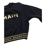 BALMAIN felpa girocollo tinta unita con stampa Nero per Bambina BT4A20 NERO BALMAIN 