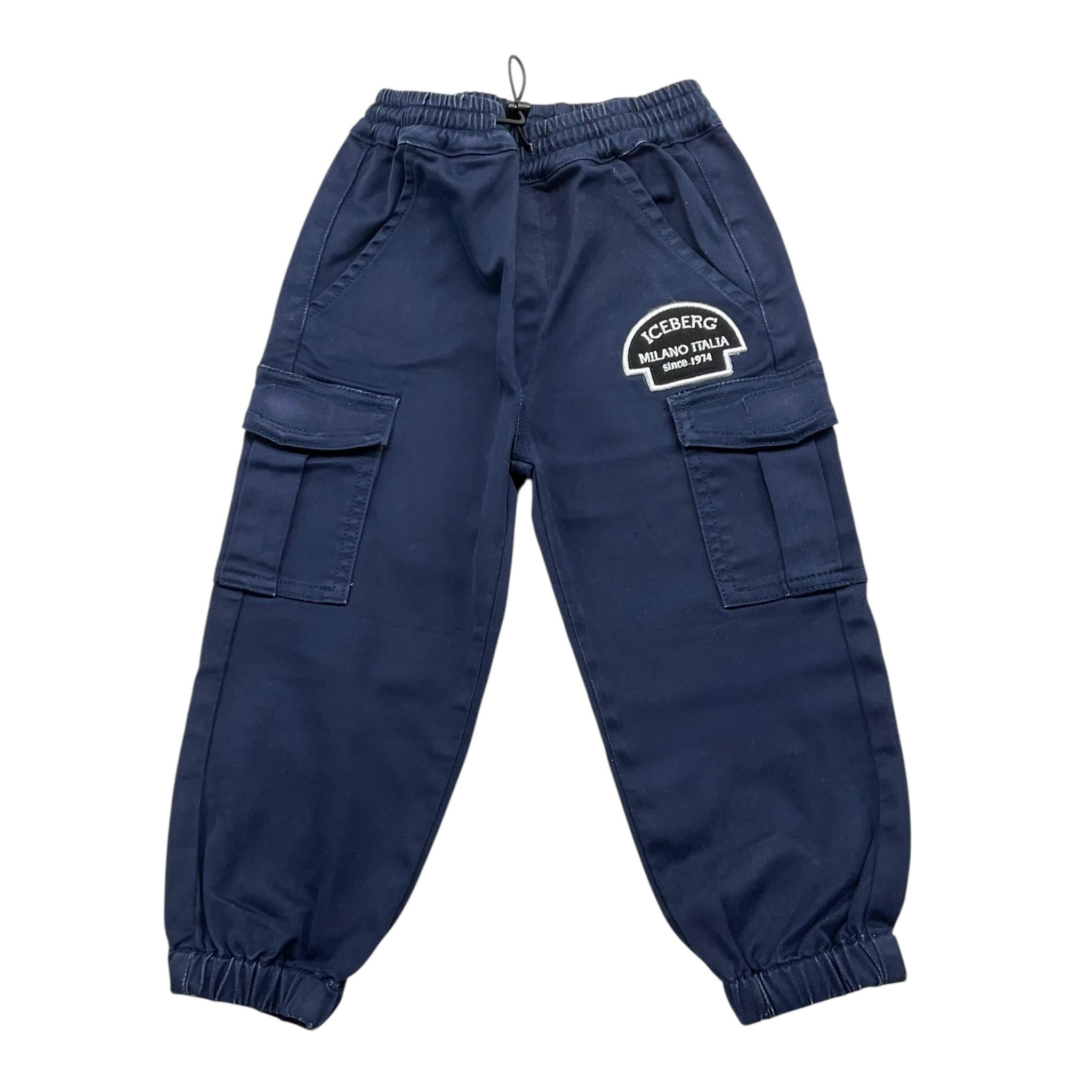 ICEBERG pantalone tinta unita con elastico in vita Blu per Bambino PTICE5301BX BLU ICEBERG 