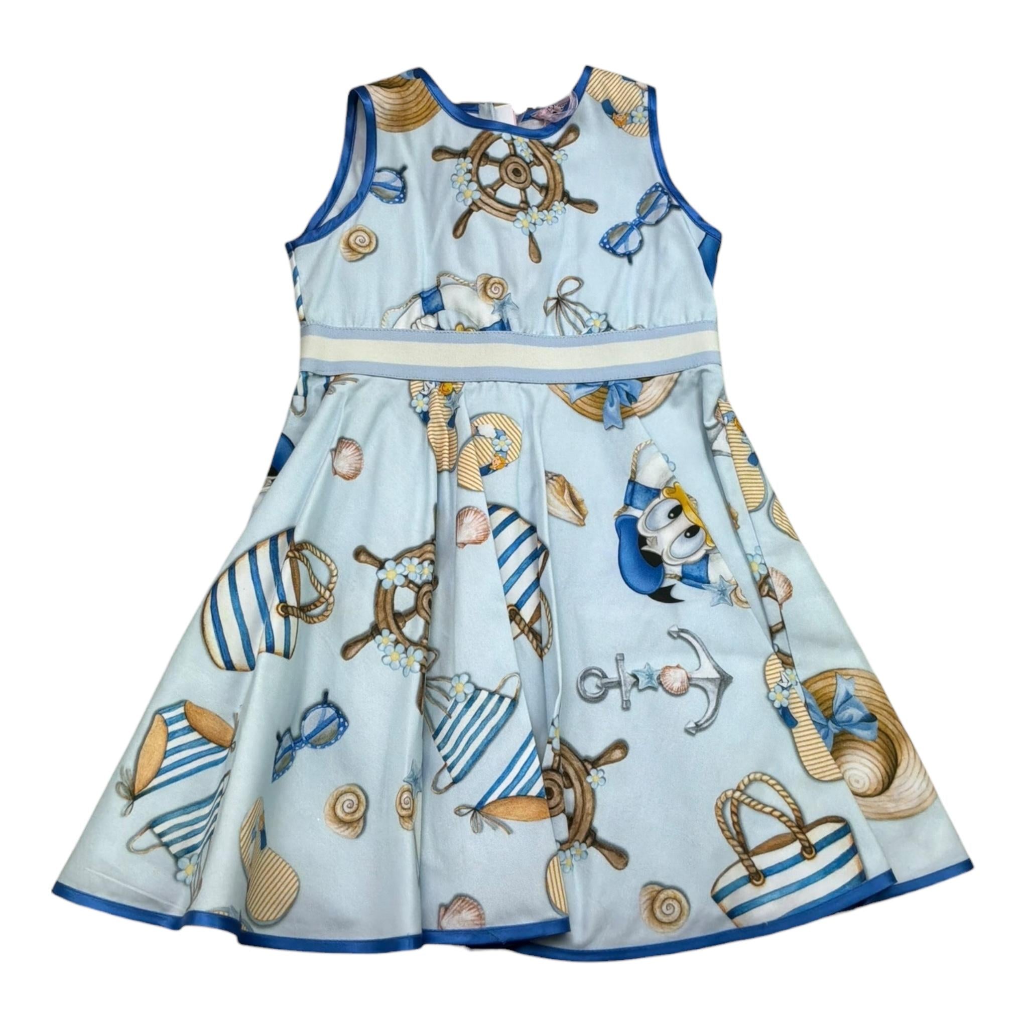 Monnalisa Abito Giromanica Tinta Unita con Stampa per Neonata 311911 AZZURRO MONNALISA 