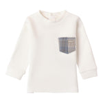 MINI BANDA shirt girocollo tinta unita con taschino in contrasto Panna per Neonato 3A612 PANNA MINI BANDA 