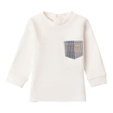 MINI BANDA shirt girocollo tinta unita con taschino in contrasto Panna per Neonato 3A612 PANNA MINI BANDA 