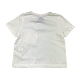 Simonetta T-Shirt Girocollo Tinta Unita Con Applicazione Bianco Per Neonata