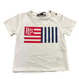 Please T-Shirt Girocollo Tinta Unita Con Stampa Bianco Per Neonato