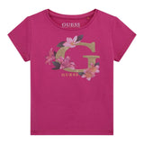 Guess T-Shirt Girocollo Tinta Unita con Stampa per Bambina K5GI08K6YW4X MAGENTA GUESS 