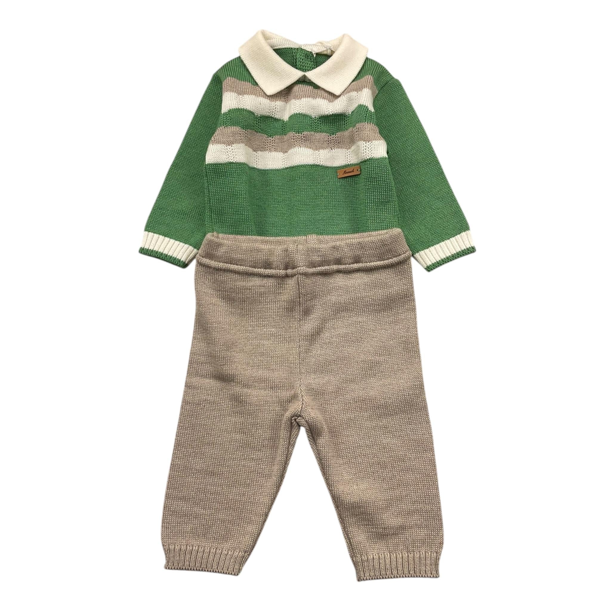 NINNAOH completo 2pz tricolore maglia-pantalone Verde per Neonato I24322CF VERDE NINNAOH 