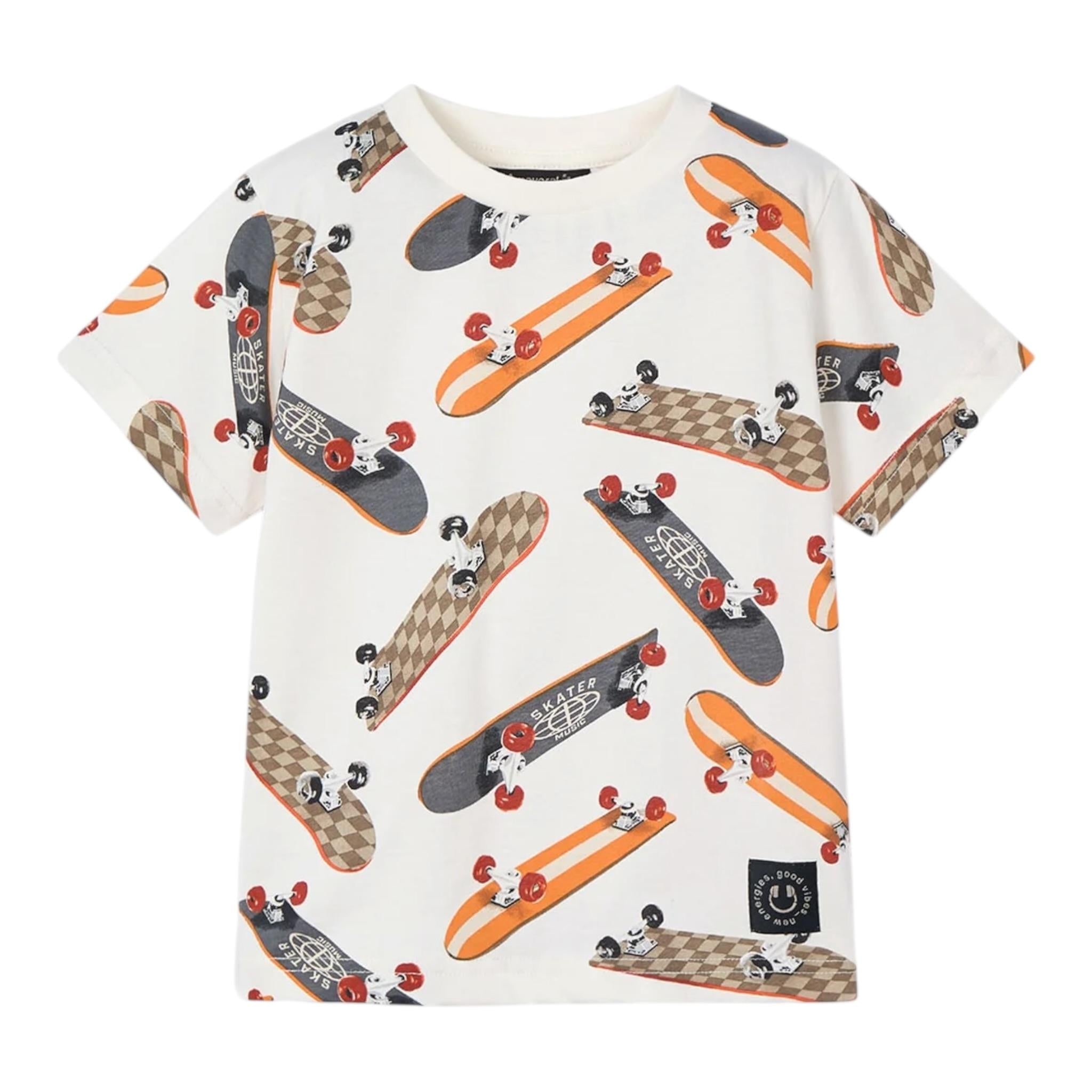 Mayoral T-Shirt Girocollo Tinta Unita con Stampa per Bambino 3038 PANNA MAYORAL 