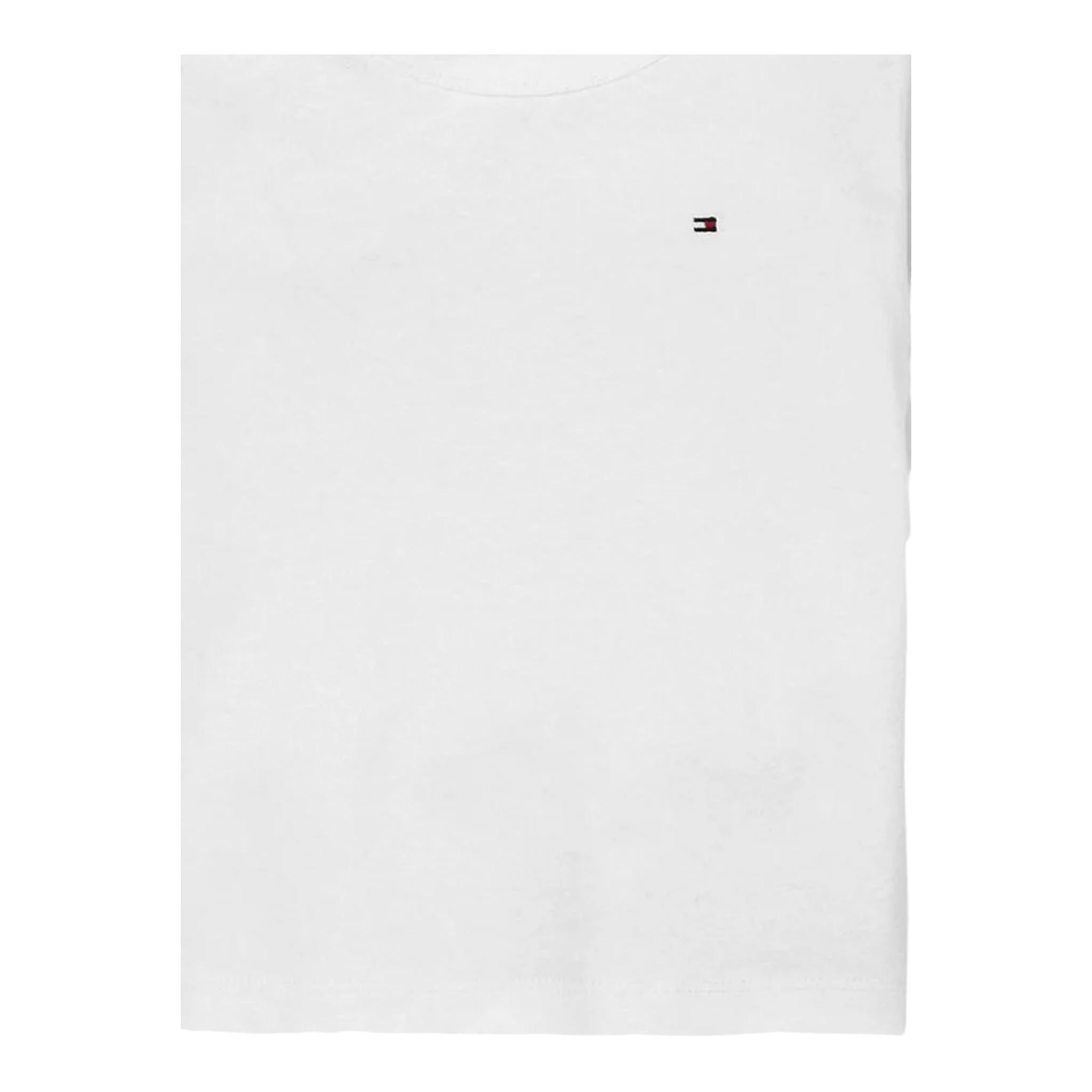 Tommy Hilfiger T-Shirt Girocollo Tinta Unita con Logo per Bambino KB0KB09646 BIANCO TOMMY HILFIGER 