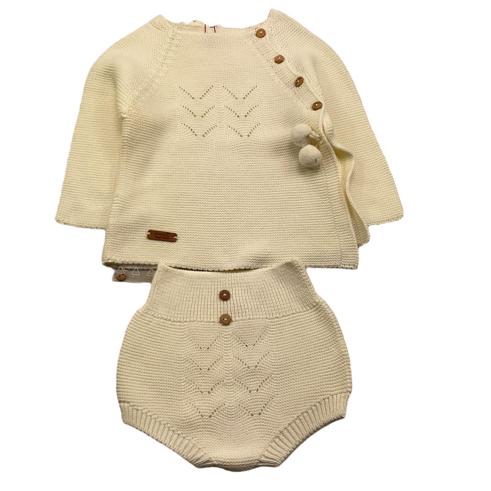 CND completo 2 pezzi maglia-culotte tinta unita Panna per Neonato 928483 PANNA CND 