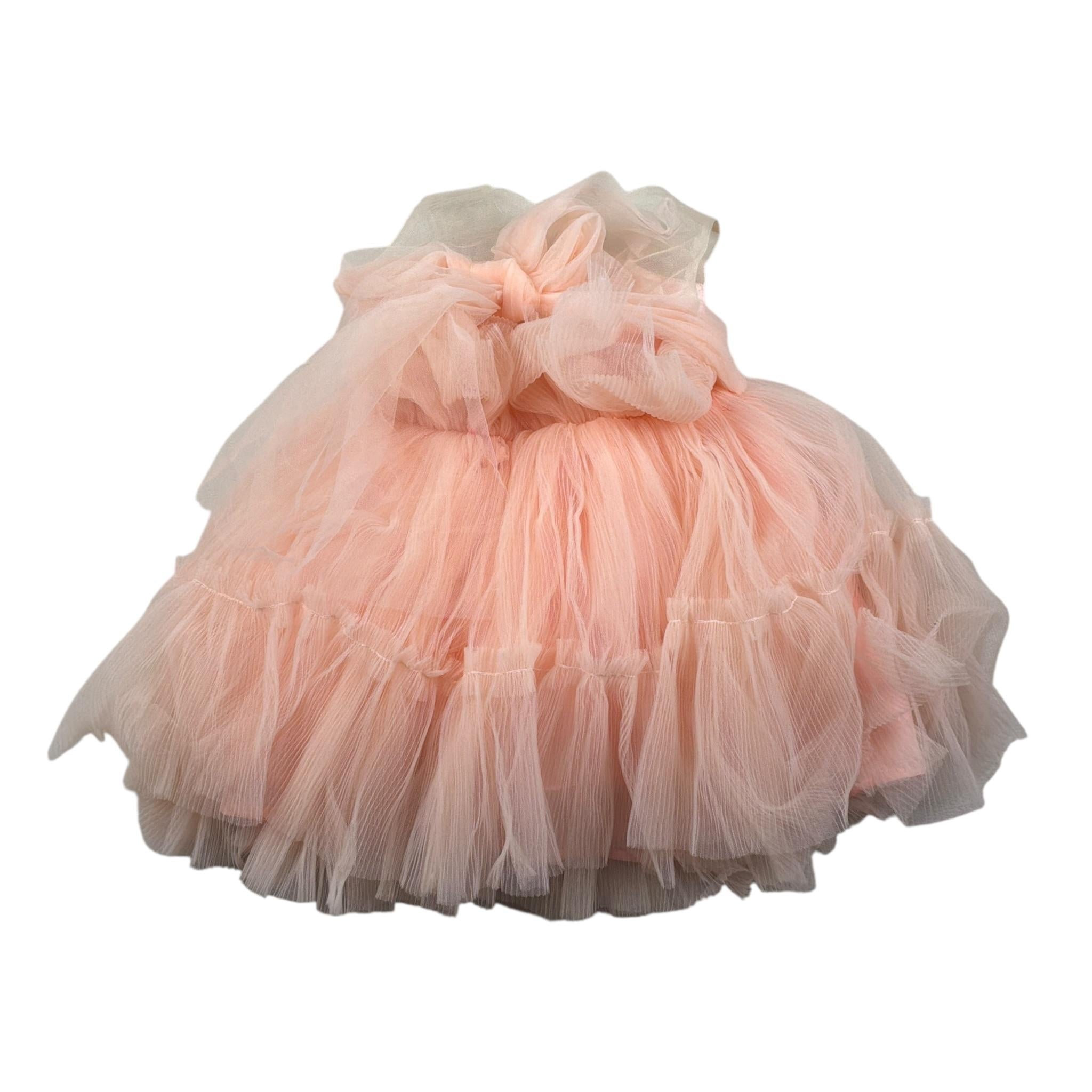 Fun & Fun Abito Giromanica tinta unita con Tulle Rosa per Bambina FNCBDR14035 ROSA FUN & FUN 
