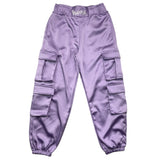 Disclaimer Pantalone Tinta Unita Modello Cargo Con Elastico In Vita Lilla Per Bambina