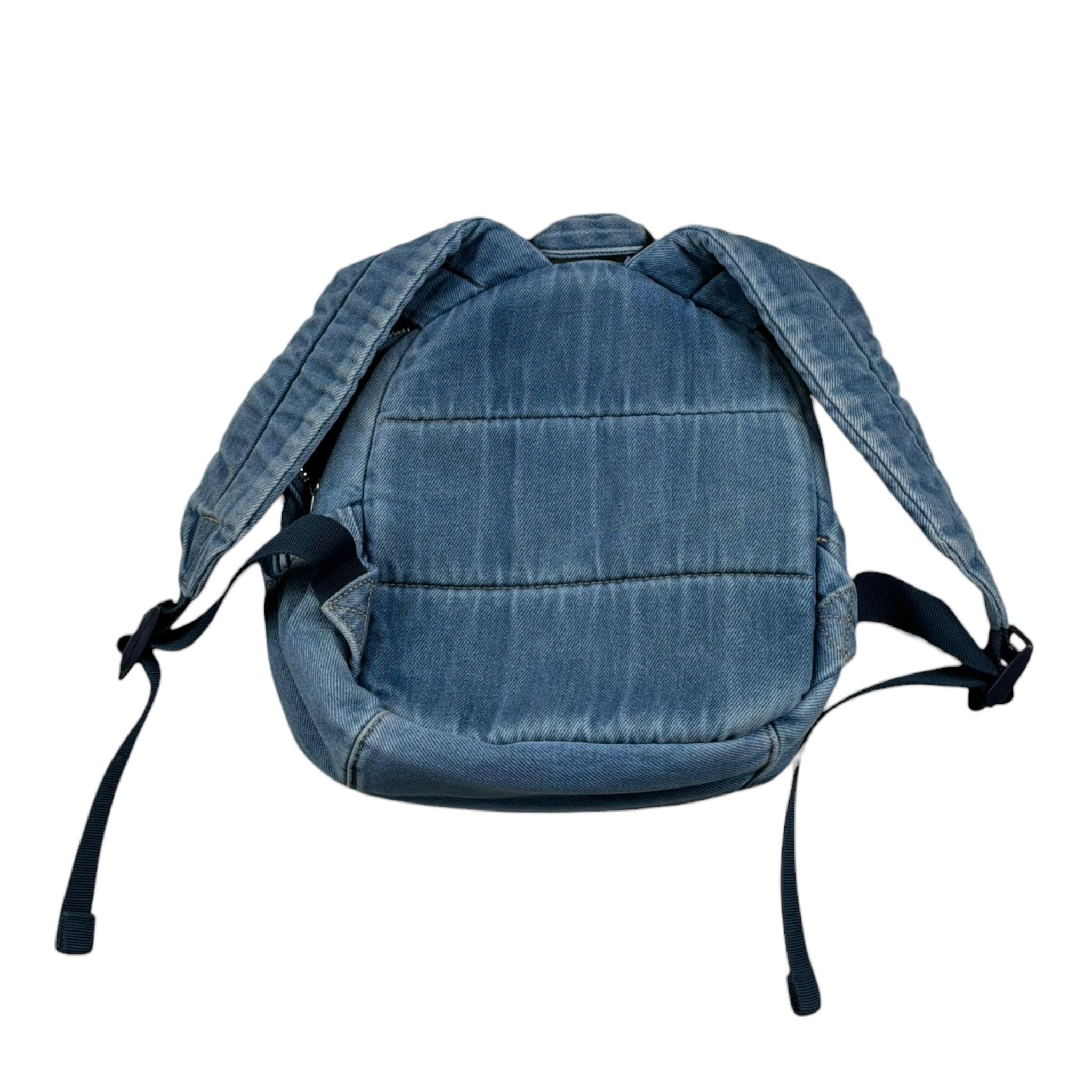 Moschino Zaino In Denim Tinta Unita con Stampa per Bambina MUX05R BLU MOSCHINO 