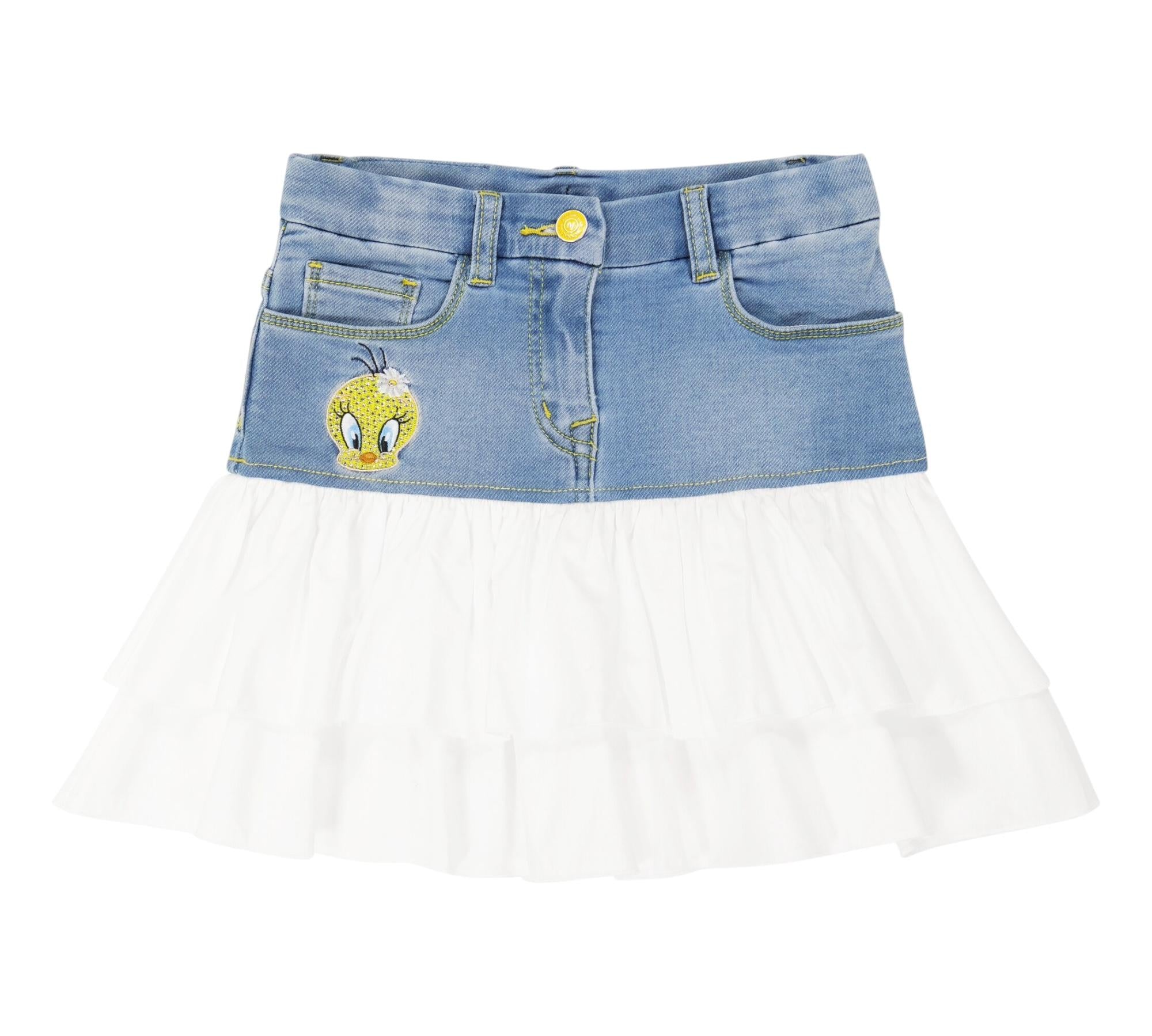 Monnalisa Gonna Tinta Unita con Girovita Regolabile per Bambina 199700 AZZURRO/BIANCO MONNALISA 