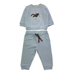 MINI BANDA completo 2pz tinta unita felpa-pantalone Azzurro per Neonato 3A656 AZZURRO MINI BANDA 